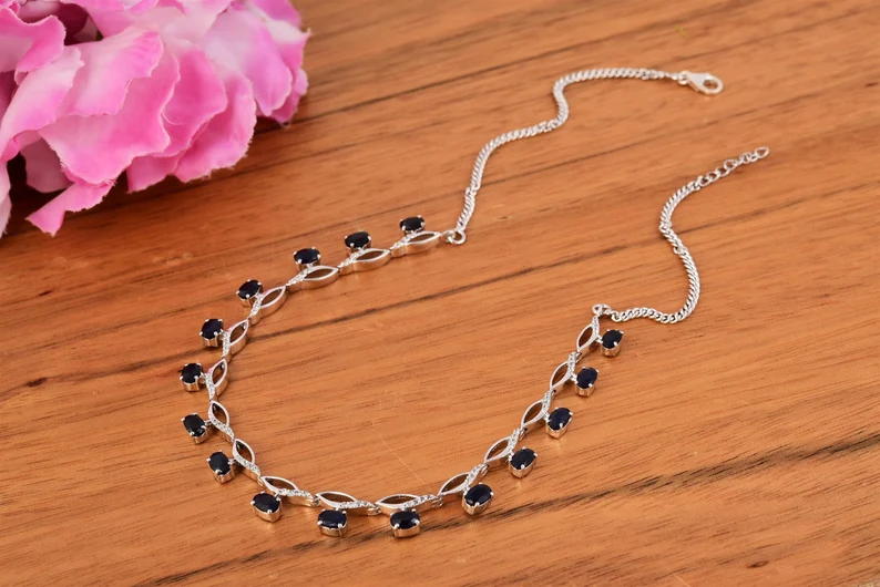 Buy quality 925 Streling Silver Blue Diamond Necklace Set in Ahmedabad